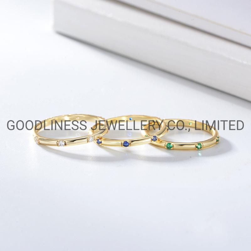 925 Sterling Silver Fine Jewelry Color Stone CZ Women Rings
