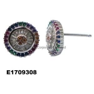 New Style Multi-Color Roung Silver Earring