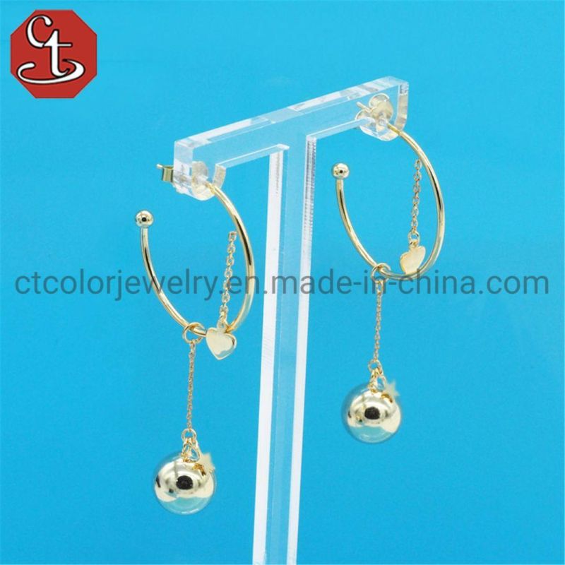 925 Sterling Silver Post three Round Plain Silver Ball linked Drop Dangle Earrings Fashion jewelry