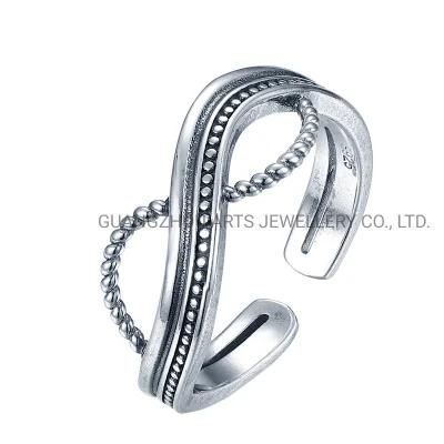 925 Sterling Silver Carved Design Twisted Finger Ring