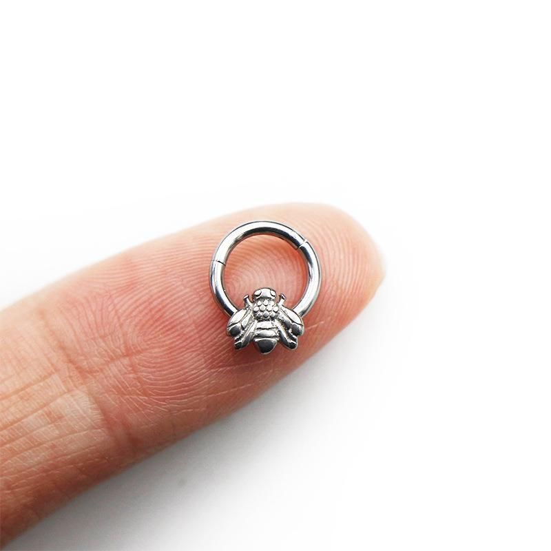 316L Surgical Stainless Steel Jewelry Body Jewelry Hinged Segment Ring Piercing (Bee Design)