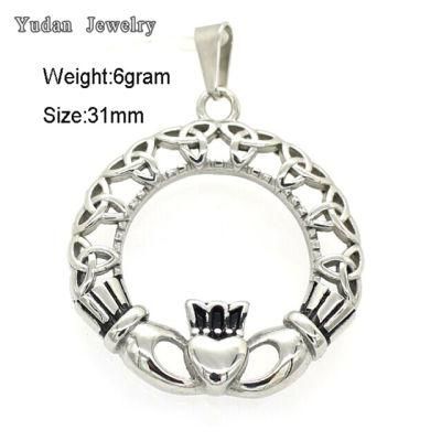 Yudan Jewelry Manufacturer Custom Stainless Steel Silver Irish Claddagh Pendant