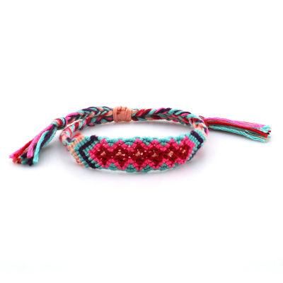 Hot Sale Fashion Adjustable Colorful Bohemia Style Handmade Cotton Embroidery Thread Braied Bracelet