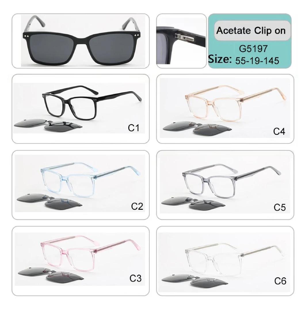 High Quality Clip on Acetate Optical Frame Eyeglasses Sunglass Sun Glass
