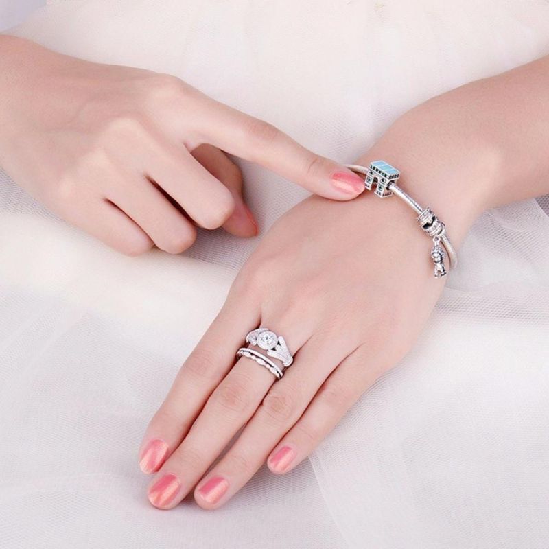 925 Sterling Silver Wedding Jewellery Cheap Engagement Ring Set for Couple Wholesale