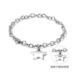 Fashion &#160; Adjustable Stainless Steel Star Pendant Couple Bracelet