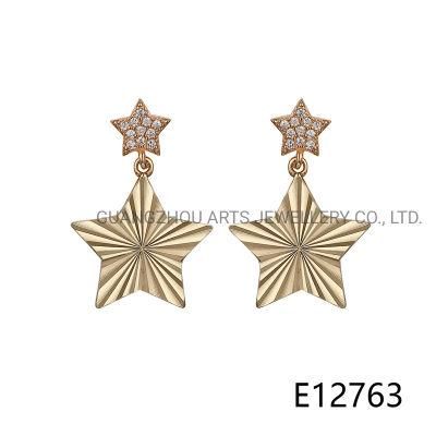Trendy Simple Geometric Wrinkle Metal Star 925 Silver Earring