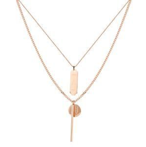 Gold-Plated Stainless Steel Multi Square Brand Round Brand Cylindrical Pendant Necklaces
