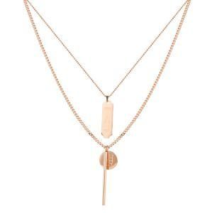 Gold-Plated Stainless Steel Multi Square Brand Round Brand Cylindrical Pendant Necklaces