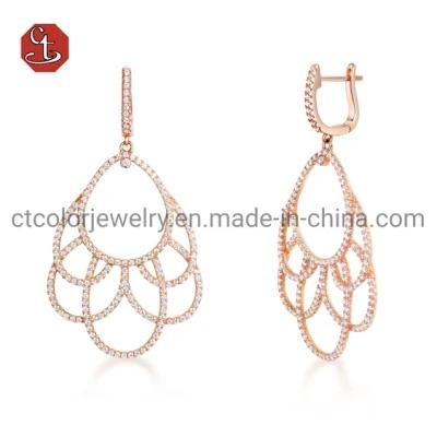 Hollow Out Silver Earring Fashion Drop Earring with AAA+ CZ