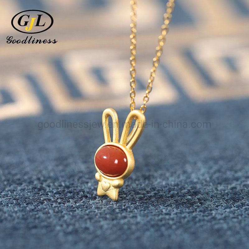 Fashion Cute Ruby Rhinestone Emerald Gold Plated 925 Silver Necklace