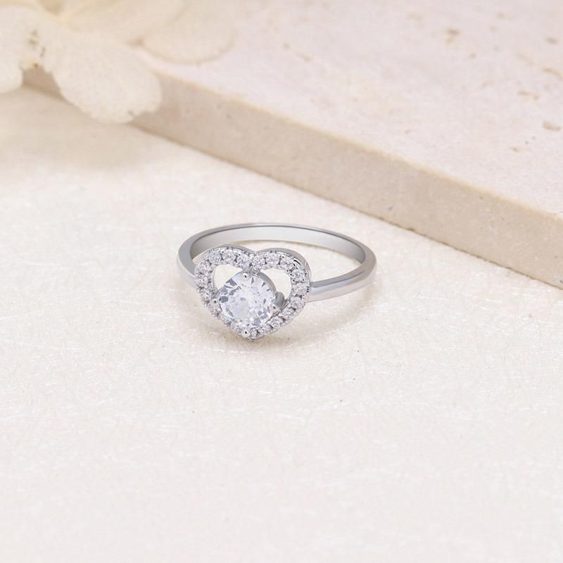 Engagement Zircon White Gold Dainty Heart Shaped Wedding Ring