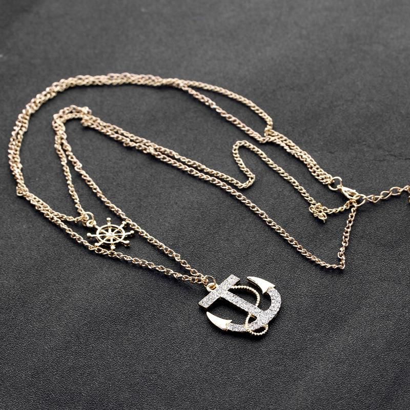 Fashion Anchor Cargo Navy Necklace Double Sweater Chain Necklace