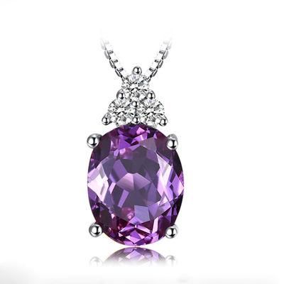 Wholesale 925 Sterling Silver Jewelry Created Gemstone Amethyst Pendant Jewelry Set
