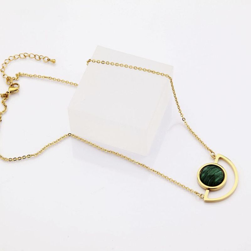 Computer Lens Stainless Steel Necklace with Green or White Pendant
