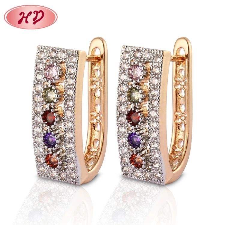 Costume Fashion Jewelry 14K 18K Gold Plated Imitation Women Huggie Hoop Earring with CZ Pearl