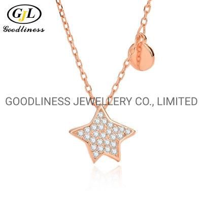925 Sterling Silver Jewelry CZ Star Necklace