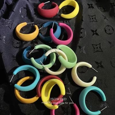 Summer Fashion C Shape Candy Color Jewelry Lovely Cute Earrings for Girls
