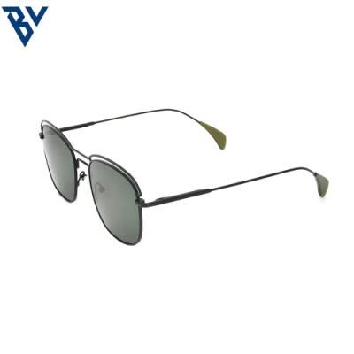 BV Blue Mirror Lens Double Bridge Metal Sunglasses