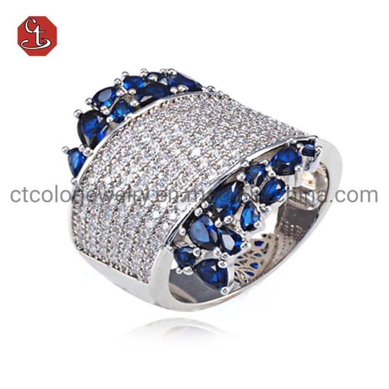 Colorful Diamonds CZ Finger Ring Peacock Silver Animal Ring