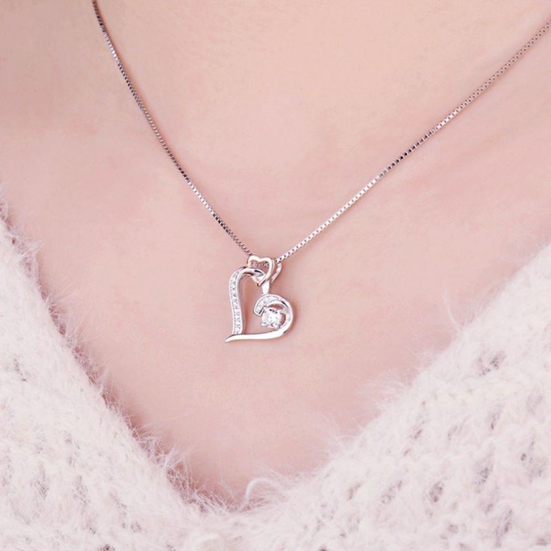 Rose Gold Plated 925 Sterling Silver Jewelry Heart Pendant Necklace Fashion Jewelry Wholesale