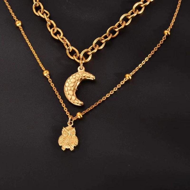 Handmade Fashion Charm Pendant Gold Plated Stainless Steel Lady Necklace Jewelry