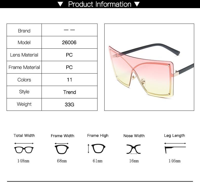 One Piece Sunglasses Big Frame One-Piece Female Personality Ocean Sunglasses