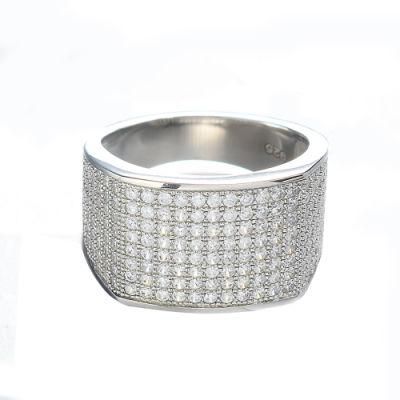 14K White Gold Plated Cubic Zirconia 925 Italian Silver Ring