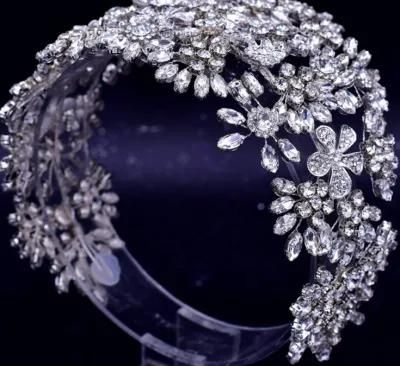Big Luxury Bridal Wedding Crystal Flower Tiara Hair Comb Hair Vines Headband Headpiece