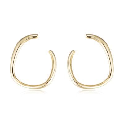 Wholesale 925 Sterling Silver Personalized Simple Irregularity Hoop Stud Earrings