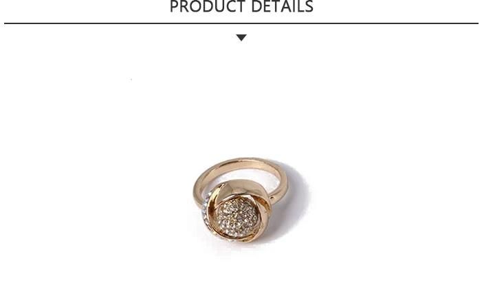 Custom Fashion Jewellery Spherical Gold Ring with Rhinestone