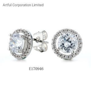 Simple Ol Lady Design Jewelry Ear Stud Cubic Zircon Silver