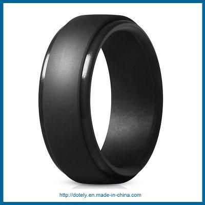 Step Edge Rubber Wedding Band Men Silicone Ring