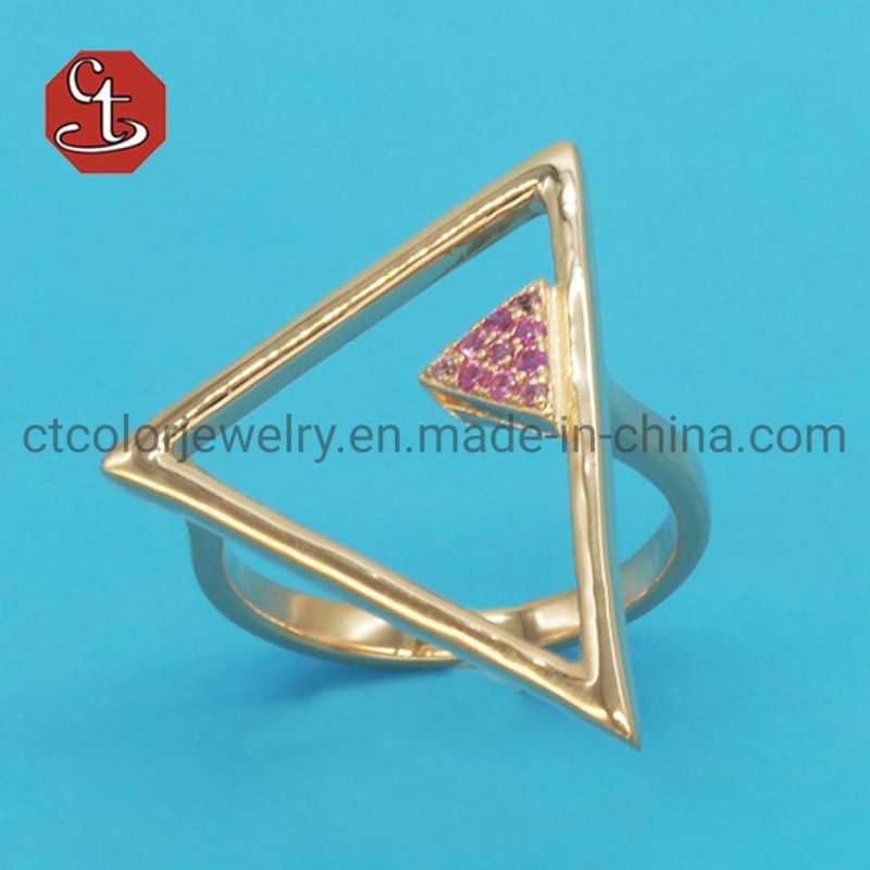 Personalized Triangle CZ Ring Korean Version Exquisite Ruby CZ Metal Silver or Copper Rings Punk Rings
