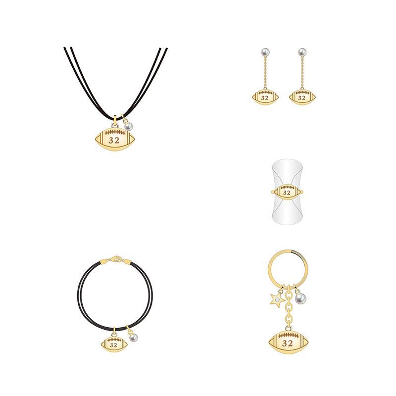 Gold Rugby Shape Gourd Pearl Diamond Jewelry