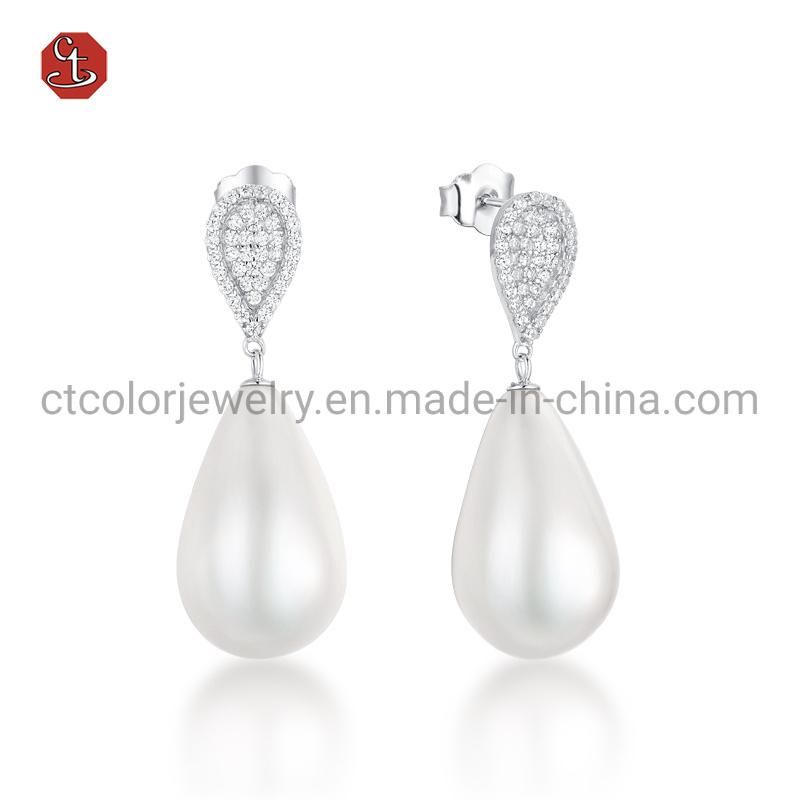 Fashion Jewelry Rose Plated 925 Silver Baroque Pearl Earrings Simple Irregular Unique Design Earrings