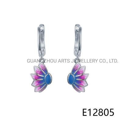 Handmade Cute Enamel Leave Bug 925 Silver Drop Earring