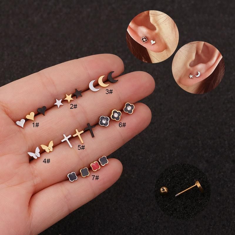 Stainless Steel Earrings Stud Fashion Body Piercing Jewelry for Women Girls