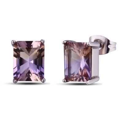 Steel Amethyst Earrings Fashion Jewelry