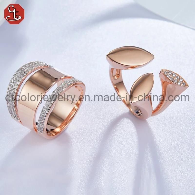 Wholesale 925 Sterling Silver Rose plated Ring Adjustable Open Women Rings Fine Jewelry