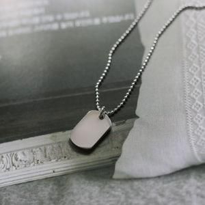 Round Bead Chain Stainless Steel Square Brand Queen Elizabeth Dog Tag Pendant Necklace