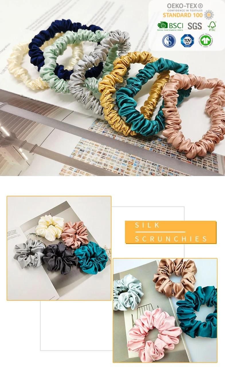 Wholesale 22 mm Silk Scrunchies Satin Big Scrunchies Design Silk Hair Tie 100% Pure Mulberry Silk Scrunchie