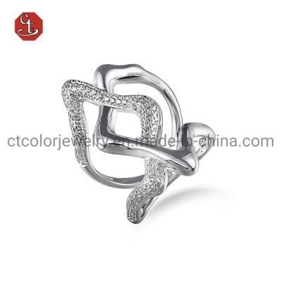 Luxury Silver Ring Fashion Brass Ring with CZ Fashion Micro Setting Rings