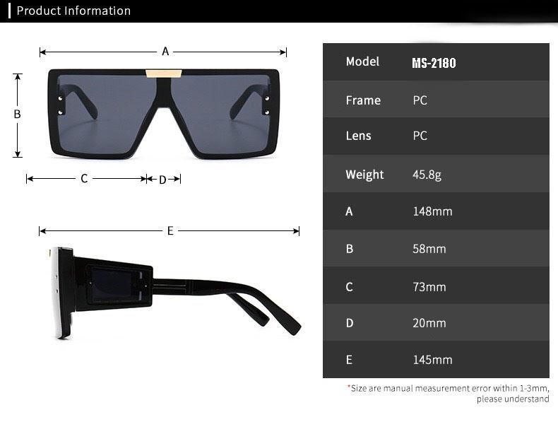 Women Sun Shades Eyewear 2021 Trendy Fashion Multicolor Oversize Sunglasses