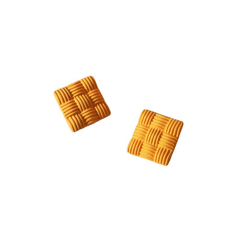 S925 Silver Needle Geometric Earrings New Yellow Simple Trend Earrings