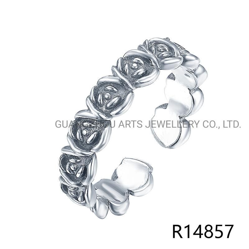 925 Sterling Silver Classic Stackable Flower Finger Ring