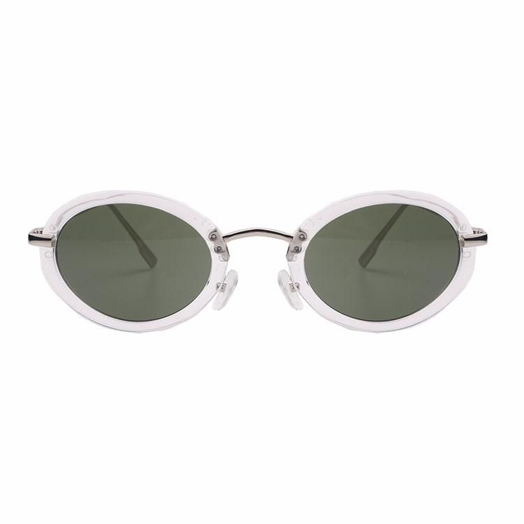 Retro Style Round PC Frame with Metal Temple Sunglasses