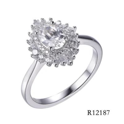 925 Sterling Silver Fashion Ladder Square Zircon Ring