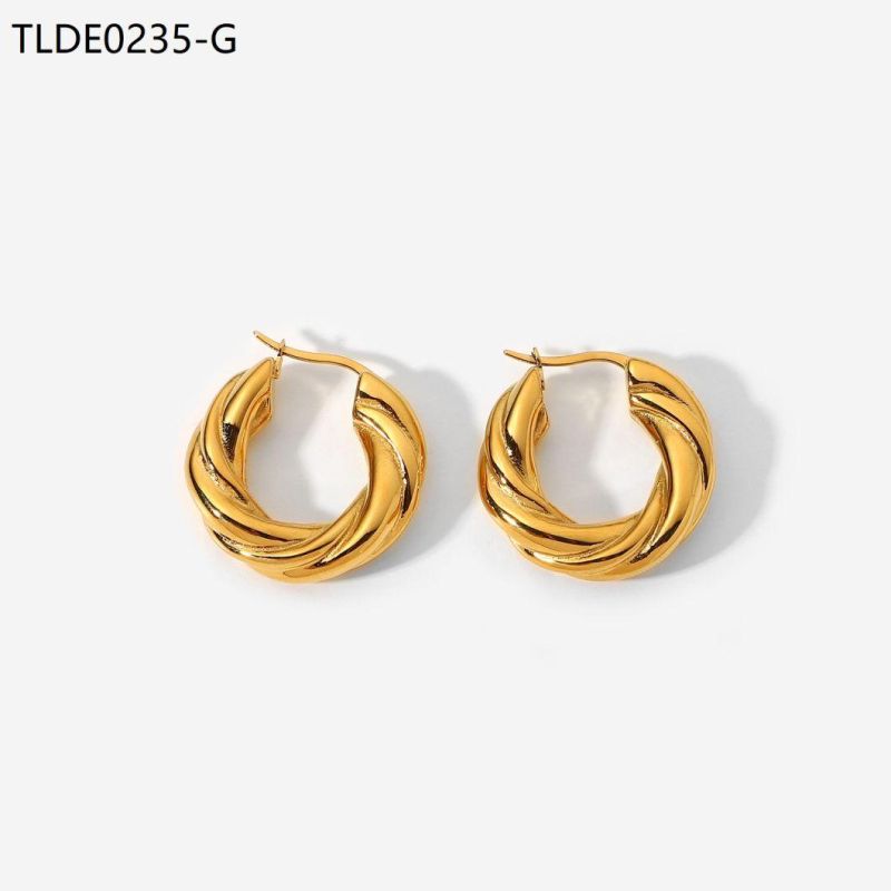 Manufacturer Custom Jewelry Earring, French Spiral Pattern Earrings 18K Gold Twisted Hoop Earrings, Twisted Earrings