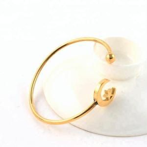 Inspirational Bracelets Gold Moon and Star Wrist Bracelet Bangle Cuff Bangle